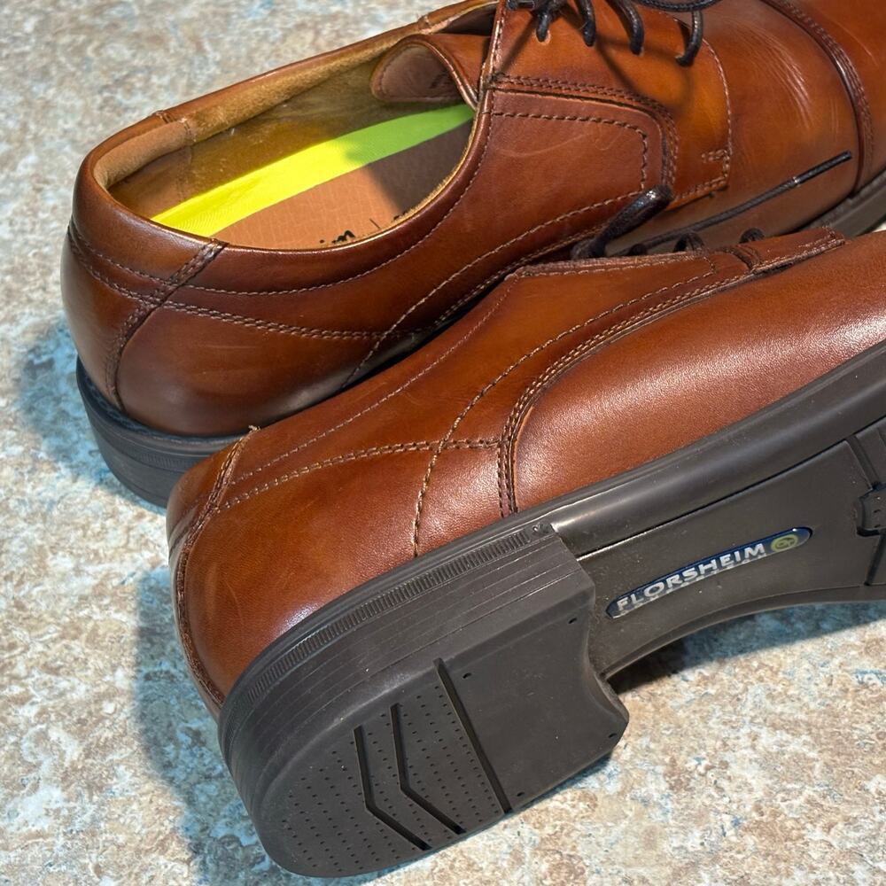 Florsheim Men's Midtown Cap Toe Brown Leather Lace Up Dress Shoes Oxford Size 10 - Picture 11 of 14